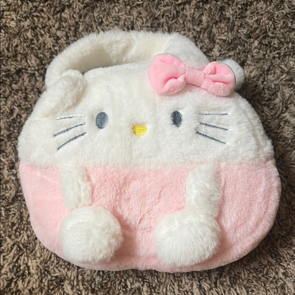 Hello Kitty Pink and White Plush Accessory Bag